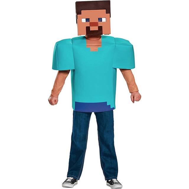 Boy's Minecraft Steve Deluxe Costume | Video Game Costumes - Blue&#47;Beige (10/12)