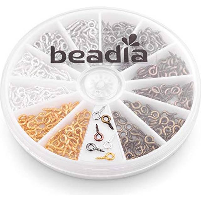 BEADIA Small Screw Eye Pins 4mmx8mm for Jewelry Making Handmade DIY (6 Colors 600pcs)