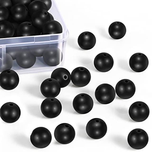 Ecally 300 Pieces Black Matte Onyx Beads Natural Black Agate Round Bea