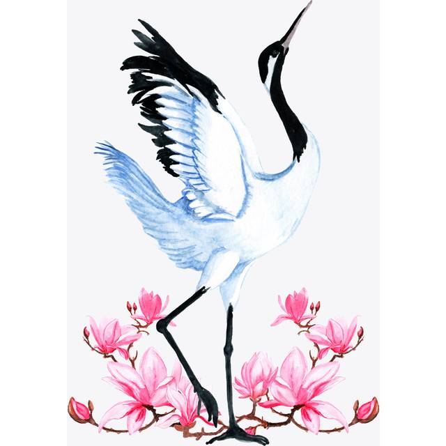 Asian Birds - Wrapped Canvas Art Prints (46cm H x 30cm W x 3.8cm D)