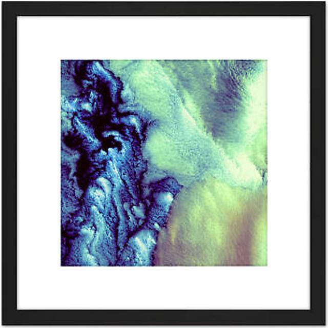 Abstract Clouds Smoke Bright Soft 8X8 Inch Square Wooden Framed Wall Art Print Picture with Mount - Black - One Size