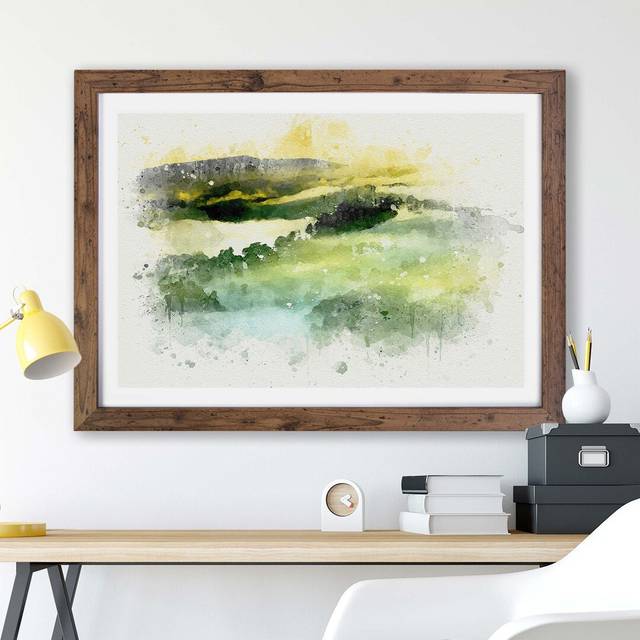 'Mist over Da Lat in Vietnam' - Picture Frame Painting Print on Paper - Walnut (33cm H x 45cm W x 2cm D)