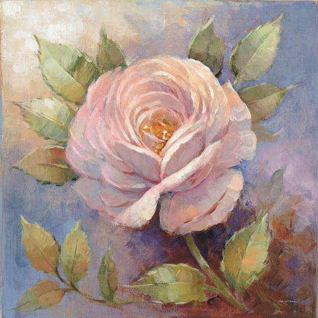 Roses on Blue IV Crop by Peter McGowan - Wrapped Canvas Art Prints (30cm H x 30cm W x 3.8cm D)