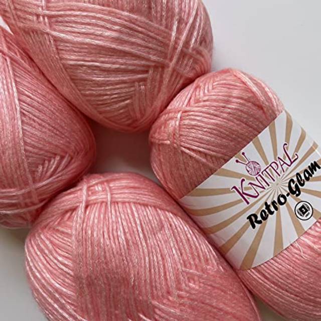Retro-Glam Metallic Sparkle Yarn, Super Soft & 4 1172m/400g, #3 Pink)