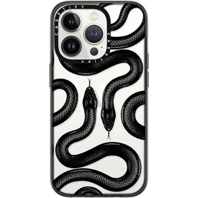 CASETiFY Compact iPhone 14 Pro Case [2X Military Grade Drop Tested / 4ft Drop Protection] - Black Kingsnake - Clear Black