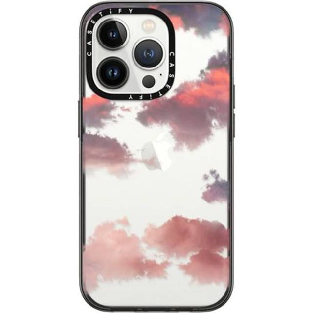 CASETiFY Compact iPhone 14 Pro Case [2X Military Grade Drop Tested / 4ft Drop Protection] - Clouds Red - Clear Black