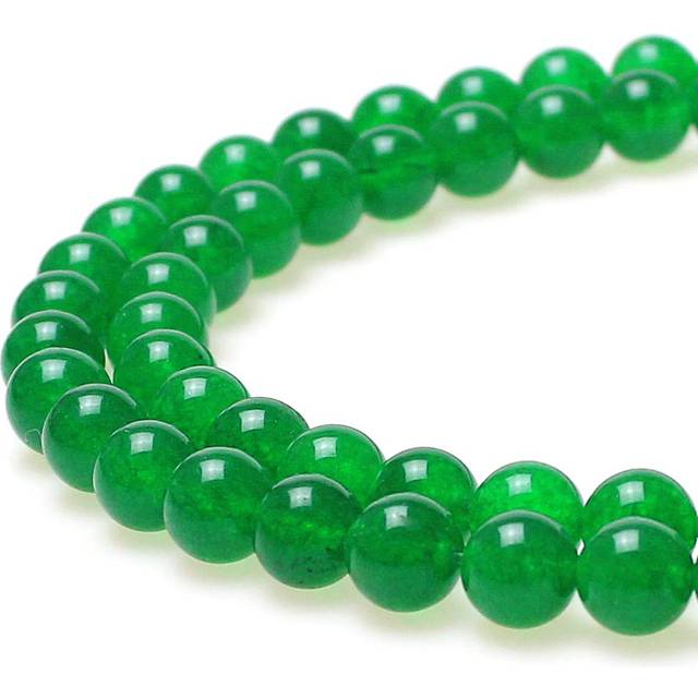 MJDcB Natural green Jade Round Loose Beads for Jewelry Making DIY Brac
