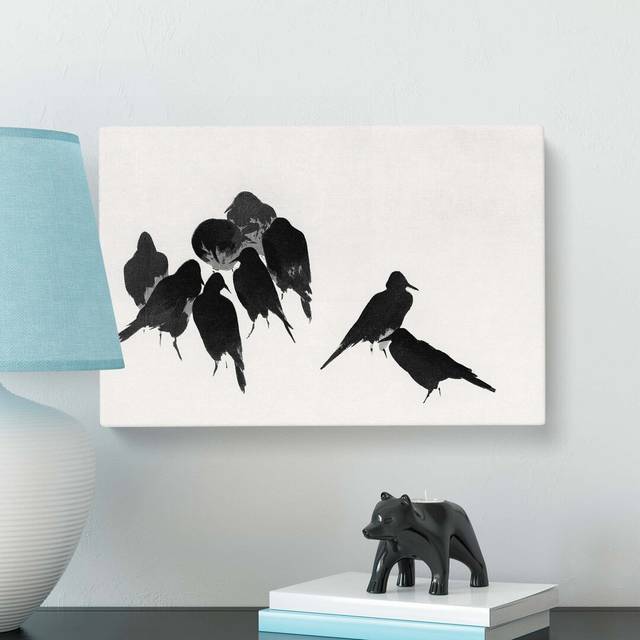 'The Japanese Crows' by Watanabe Seitei - Picture Frame Painting Print on Paper - Wrapped Canvas (50cm H x 76cm W x 3cm D)