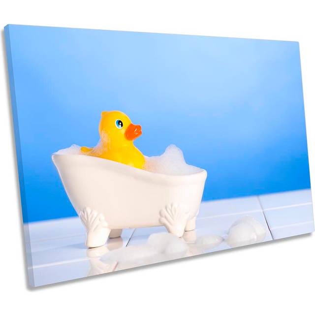 Rubber Duck Bath Bathroom Framed CANVAS PRINT Wall Art (30.5cm H x 45.7cm W x 2cm D)