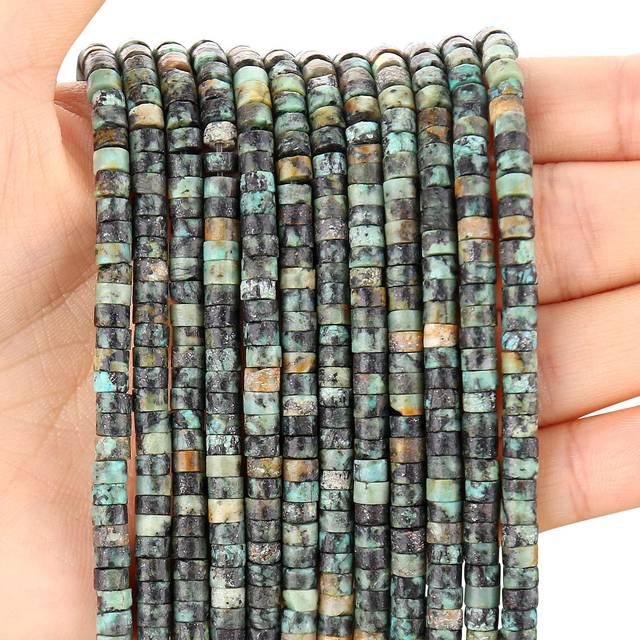 150PCs Natural African Turquoise Spacer Beads  Loose Semi Precious Fla