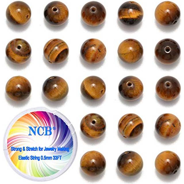 NCB 100PCS 8mm Natural Yellow Tiger's Eye Beads Gemstone Round Loose S