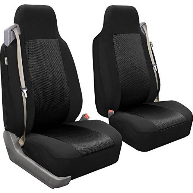 FH Group Front Set Cloth Car Seat Covers for Bucket Seats 1 Piece Seat Cover  Universal Fit  Washable Seat Covers for SUV  Sedan  Van  Black