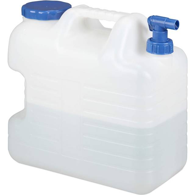Relaxdays - Water Canister, Drain Off Cock, Screw Cap, BPA-Free, Camping, Car, 20 l, White