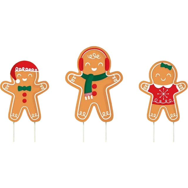 Big Dot of Happiness Gingerbread Christmas - Outdoor Lawn Sign Decorations with Stakes - Gingerbread Man Holiday Party Yard Display - 3 Pieces