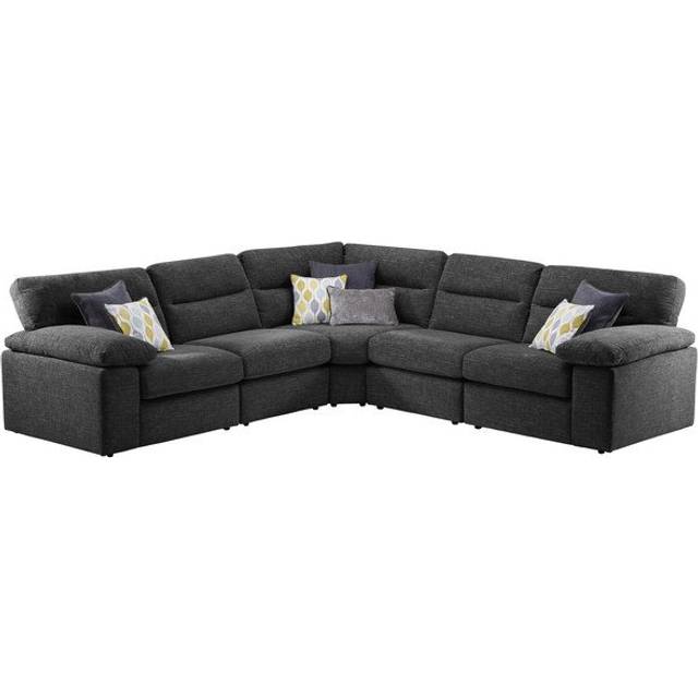 Santos Black Fabric Sofas - Modular 5 Seat Corner Sofa - Morgan Sectional Sofas Range - Oak Furnitureland