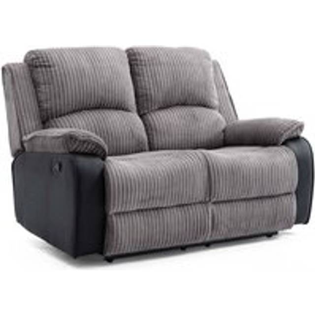 More4Homes Postana 2 Seater Manual High Back Jumbo Cord Fabric Recliner Sofa in Grey