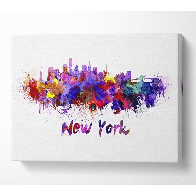 Rainbow Splash 2 Canvas Watercolour - Blue;Yellow;Purple;Multicolour (66cm H x 106.6cm W x 10cm D)
