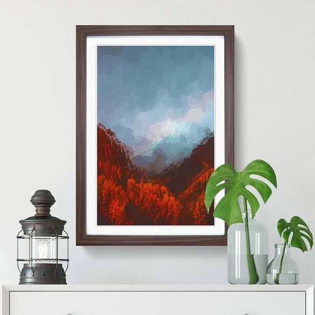 Rainbow Over the Mountains in Italy in Abstract - Picture Frame Graphic Art Print - Walnut (50cm H x 35cm W x 2cm D)