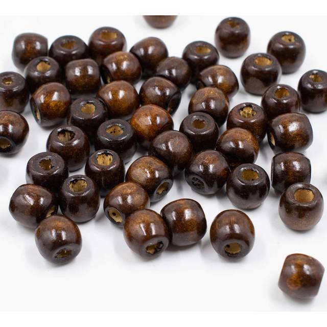 AUEAR  500 Pack Dark Brown 5mm Large Hole Barrel Wood Bead Natural Wooden Spacer Loose Macram? Beads Dreadlock Hair Braid Beads Bulk for Necklace Brac