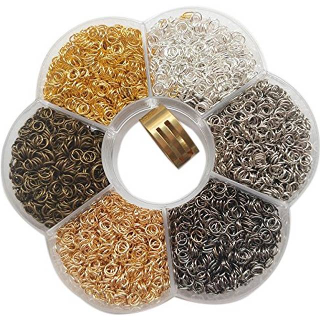 Chenkou Craft 1 Box 6 Colors 5000pcs Open Jump Ring & Ring Jewelry Keychain Making 4mm with 1 pc Jump Ring Open/Close Tool and 1 pc Clear Box (4mm)