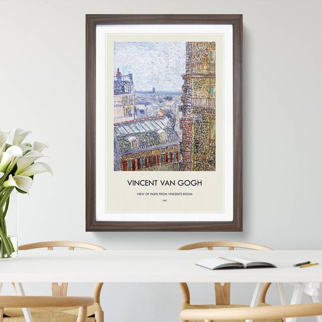 View of Paris by Vincent Van Gogh - Picture Frame Art Prints - Walnut (36cm H x 27cm W x 2cm D)