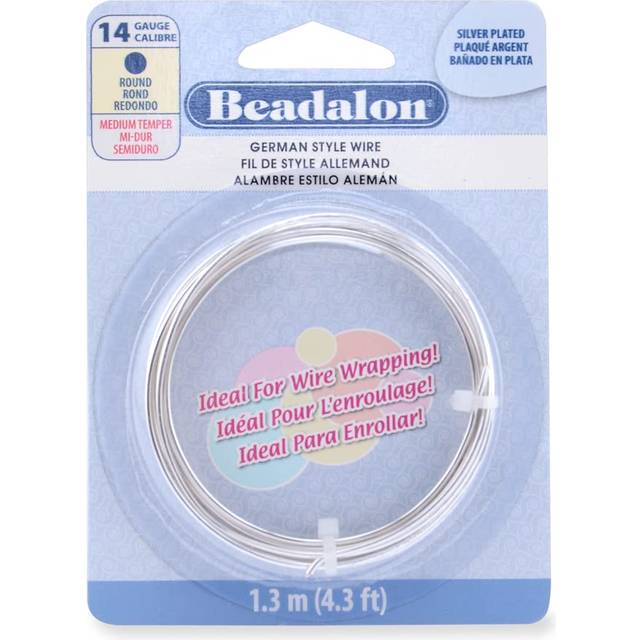 Beadalon German Style Wire for Jewelry Making  Round  Silver Plated  14 gauge  4.3 ft