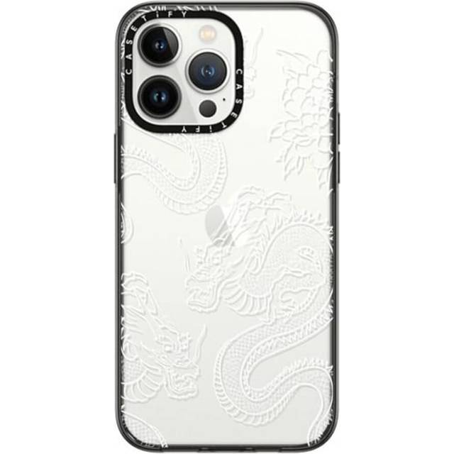CASETiFY Compact iPhone 14 Pro Max Case [2X Military Grade Drop Tested / 4ft Drop Protection] - Dragons - Clear Black