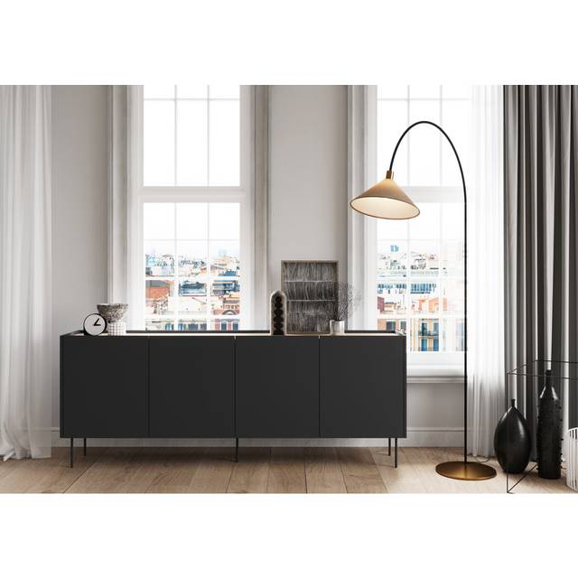 Caparro 220 Cm Wide 2 Drawer Sideboard - Black (85cm H X 220cm W X 40cm D)