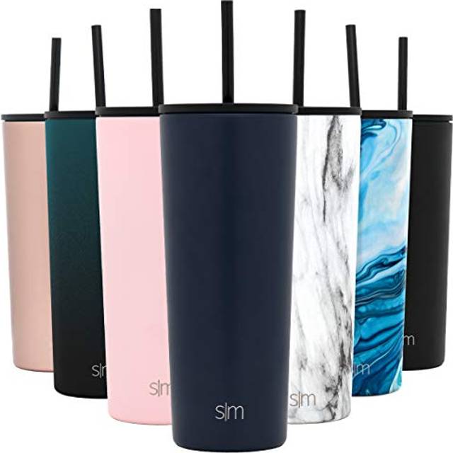 Simple Modern Insulated Tumbler with Lid and Straw | Iced Coffee Cup Reusable Stainless Steel Water Bottle Travel Mug | Gifts for Women Men Her Him |