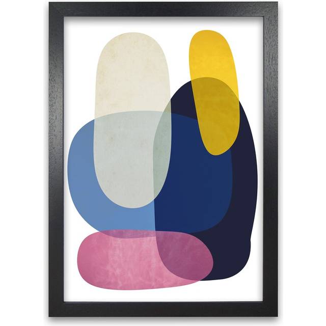 Abstract Pebbles 2 Original - Graphic Art Print on Paper - Black Frame (84cm H x 59cm W x 3cm D)