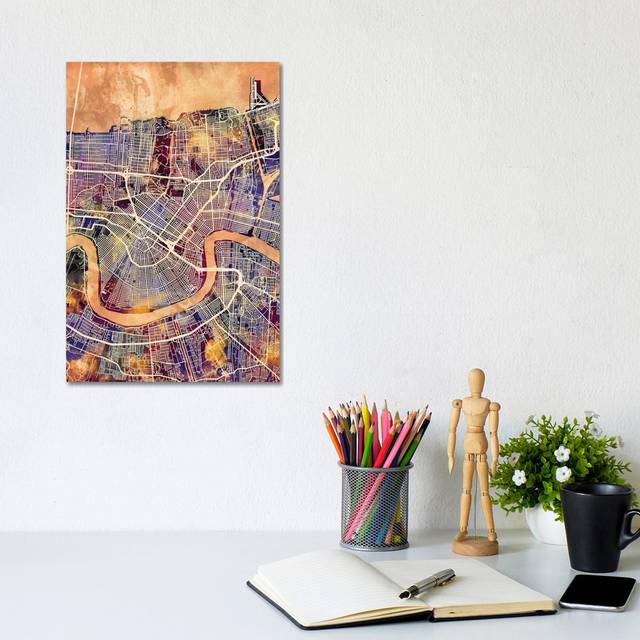 Hamburg Germany City Map I by Michael Tompsett - Wrapped Canvas Art Prints (30.48cm H x 20.32cm W x 1.91cm D)