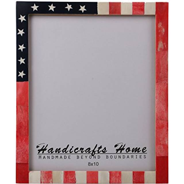 USA American Flag Picture Photo Frame Souvenirs Handmade Naturals Bone Frames for Photo Size 8X10 Inches