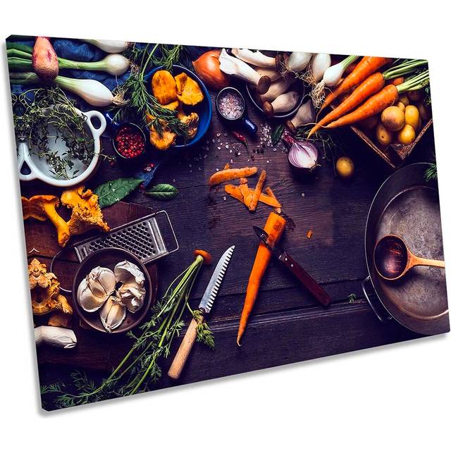 Kitchen Café Chef Food - Wrapped Canvas Photograph (61cm H x 91.4cm W x 4cm D)