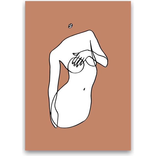 Covering Breasts with One Hand - Graphic Art Print on Paper - No Frame (84cm H x 60cm W x 1cm D)