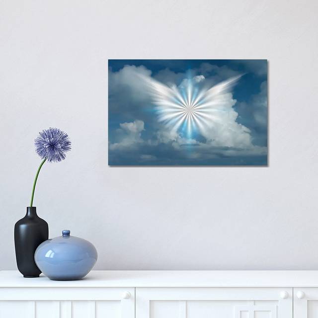 Winged Star In Cloudy Sky 3D Rendering by Bruce Rolff - Wrapped Canvas Gallery-Wrapped Canvas Giclée (30.48cm H x 45.72cm W x 1.905cm D)