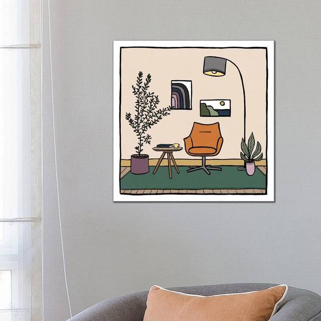 Living Room with Orange Armchair by Alisa Galitsyna - Wrapped Canvas Graphic Art (66.04 cm H x 66.04 cm W x 1.91 cm D)
