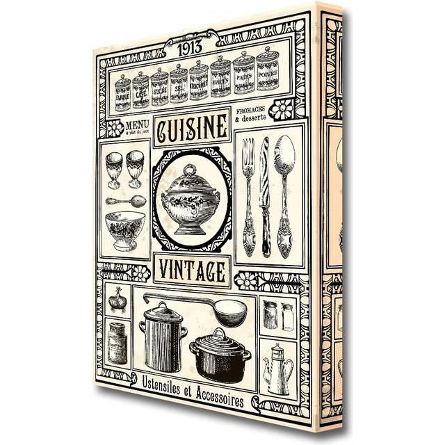 Vintage Cuisine Kitchen - Graphic Art Print on Canvas (142.2 cm H x 101.6 cm W x 4.4 cm D)