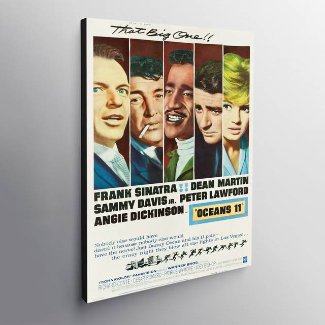 Ocean''s 11 Vintage Movie Art 1960 - Canvas Wall Art Framed Print - Various Sizes (81&#34; H x 61&#34; W)