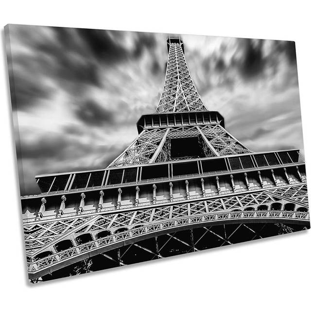 Eiffel Tower Black And White Framed - Wrapped Canvas Art Prints (30.5cm H x 45.7cm W x 2cm D)