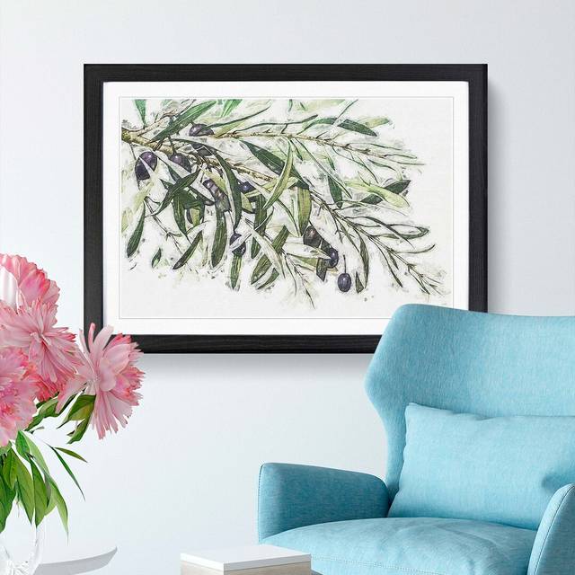 The Olive Branch - Picture Frame Painting Print - Black Framed (27cm H x 36cm W x 2cm D)