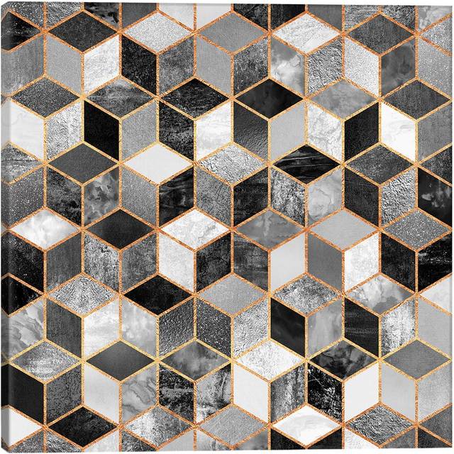 Black and White Cubes by Elisabeth Fredriksson - Wrapped Canvas Graphic Art Print (30.48cm H X 30.48cm W)