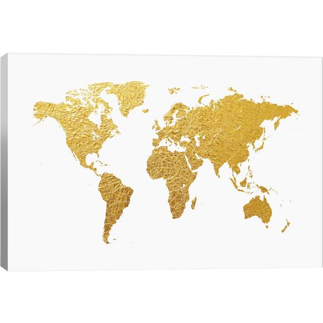 &#39;Gold Foil on White&#39; Graphic Art on Wrapped Canvas (66.04cm H x 101.6cm W x 1.9cm D)
