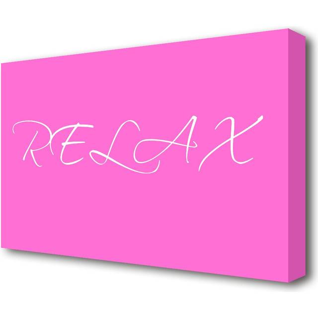 Bathroom Quote 'Relax' Textual Art Print on Canvas in Vivid Pink (35.6 cm H x 50.8 cm W)