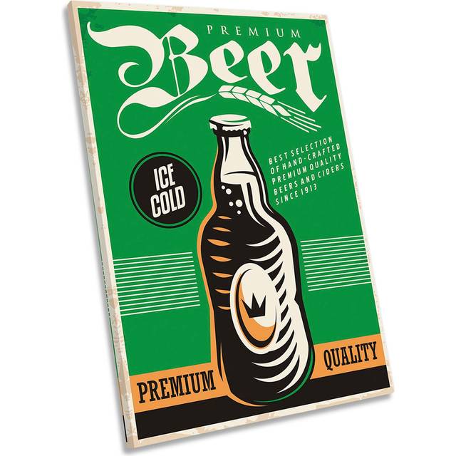 Premium Beer Retro Kitchen Framed Canvas Print Portrait Wall Art (91.4cm H x 61cm W x 4cm D)