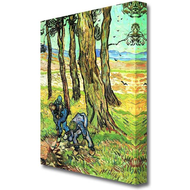 'Two Men in Digging out a Tree Stump' by Vincent Van Gogh Oil Painting Print on Wrapped Canvas (101.6 cm H x 66 cm W)