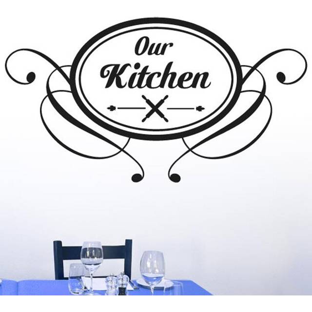 Our Kitchen Round Vintage Sign Wall Sticker - Dark Yellow (Medium)