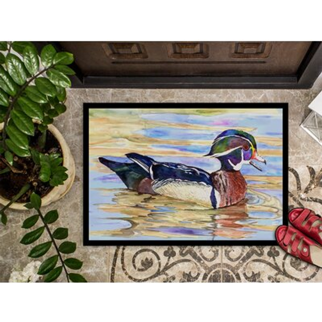 """""Caroline's Treasures Wood Duck Indoor or Outdoor Mat  18"""""""" x 27""""""""  Multicolor"""""
