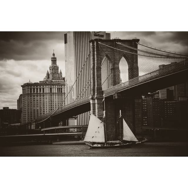 The Sailboat and the Bridge by John Brooknam - Wrapped Canvas Photograph (20cm H x 30cm W)