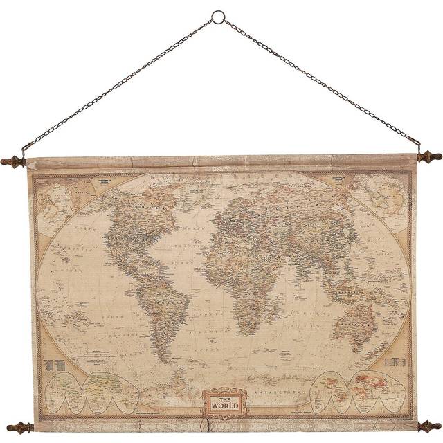 Vintage World Map Wall Decor - Brown (119.38cm H X 129.5cm W)
