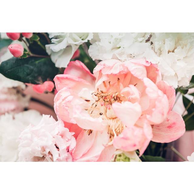 Beautiful Bright Bouquet of Pink Peonies by Erstudiostok - Wrapped Canvas Photograph (20.32cm H x 30.48cm W)